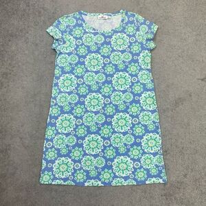 Vineyard Vines Womens Mandala Floral Short Sleeve Shift Dress Blue Green Small